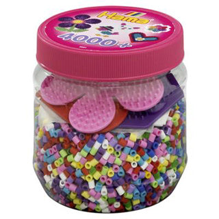 Hama perles à repasser tonne 4000 pièces + 3 plaques rose