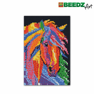 Ses creative ses beedz art - cheval fantaisie - 7000 perles thermocollantes - oeuvre en perles thermocollantes - ensemble complet comprenant plaques de base et feuille thermocollante