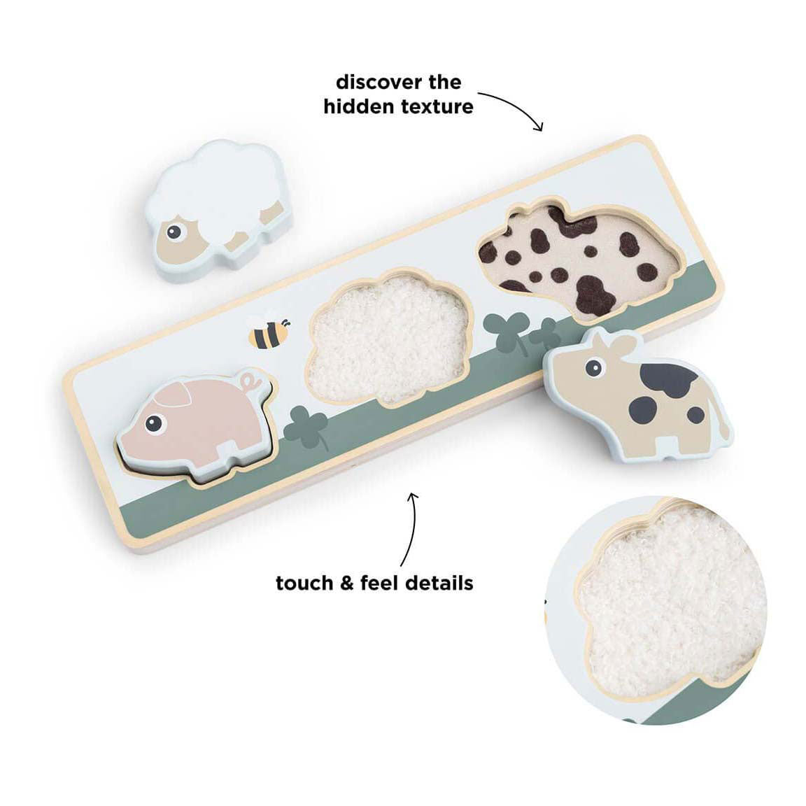 Puzzle sensoriel Done by Deer, petite ferme, 3 pcs.