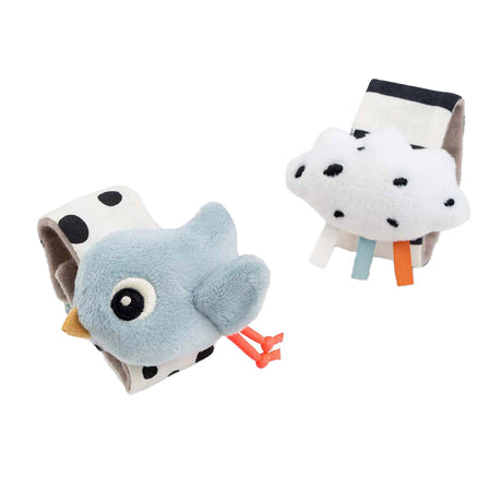 Done by Deer – hochet de poignet Happy Clouds bleu, 2 pcs.