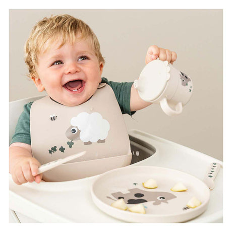 Assiette enfant Done by Deer petite ferme beige