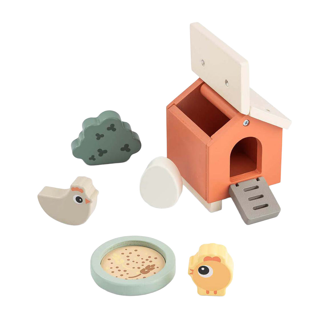 Fait par des cerfs, petite ferme, ensemble de jeu en bois, clucky