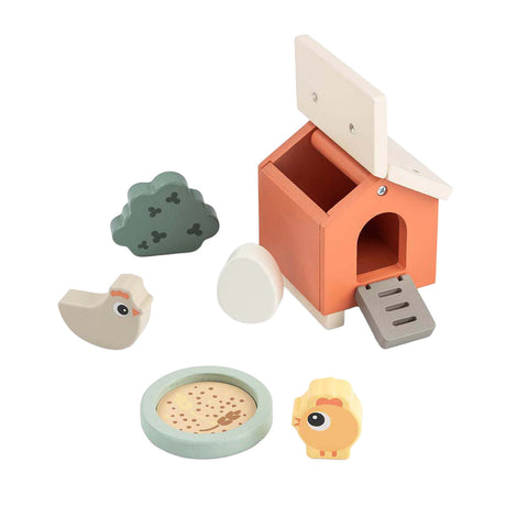 Fait par des cerfs, petite ferme, ensemble de jeu en bois, clucky