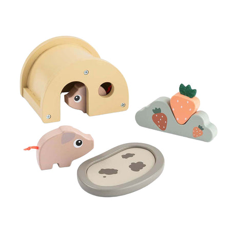 Fait par cerf petite ferme ensemble de jeu en bois pigee