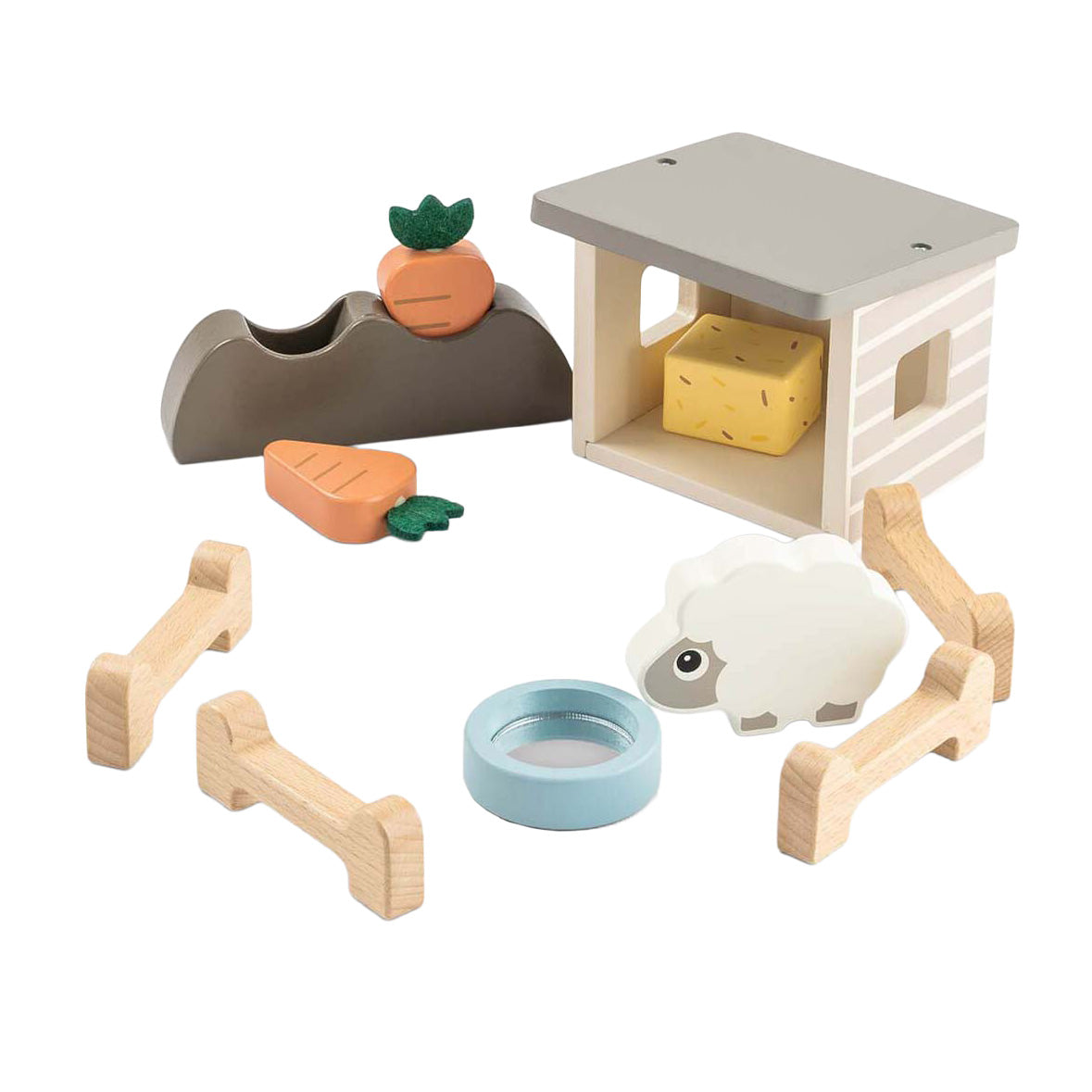 Fait par des cerfs, petite ferme, ensemble de jeu en bois, mouton