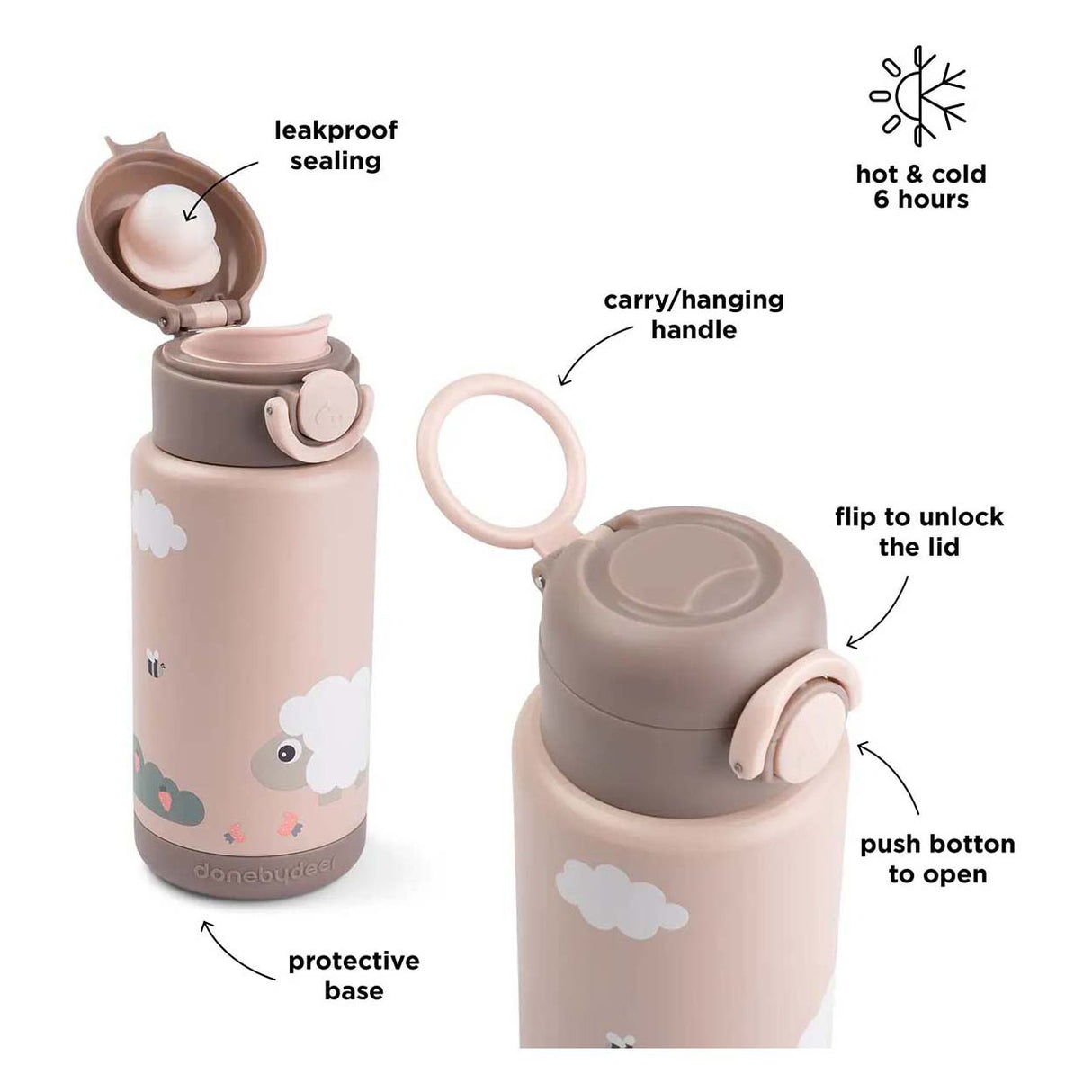 Bouteille isotherme Done by Deer Tiny Farm - rose