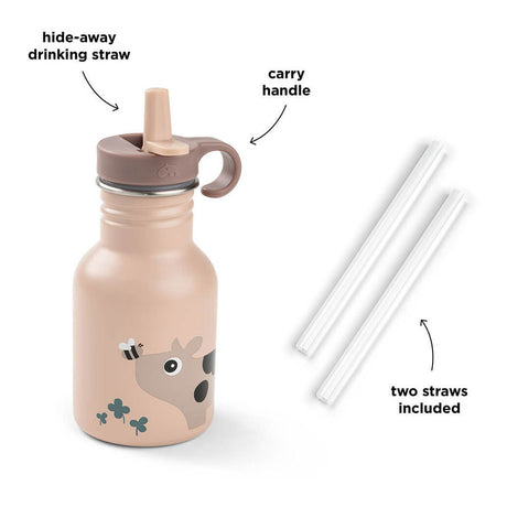 Done by deer metalen drinkfles tiny farm beige - 350 ml