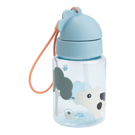 Done by deer drinkfles met rietje tiny farm blauw - 280 ml