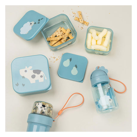 Done by deer drinkfles met rietje tiny farm blauw - 280 ml
