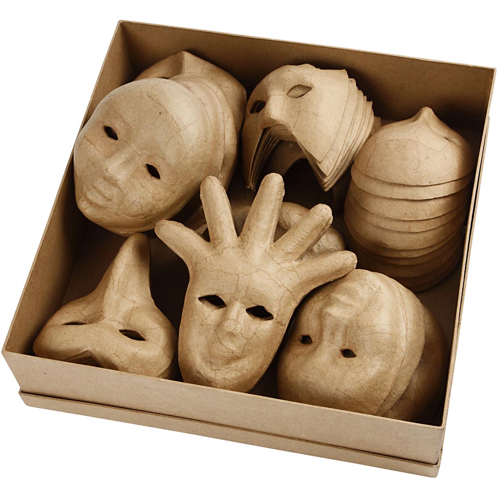 Masques d'entreprise Creativ, h: 12-21 cm, 60 pièces 1 boîte