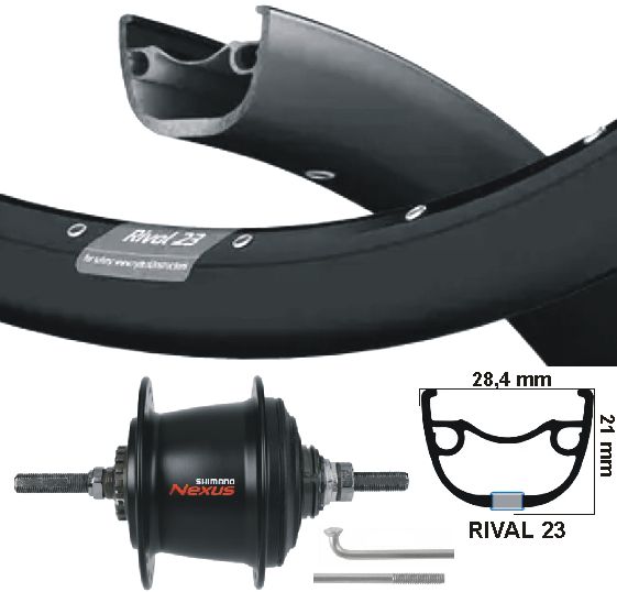 Roue arrière Kgs 28 pouces 622 acier inoxydable noir nexus 7 frein à rouleaux