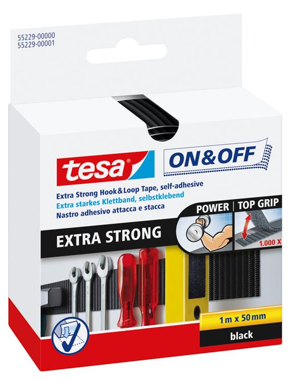 Tesa -Velcro Bande Velcro 55229-zw - 50 mm x 1 m - noir