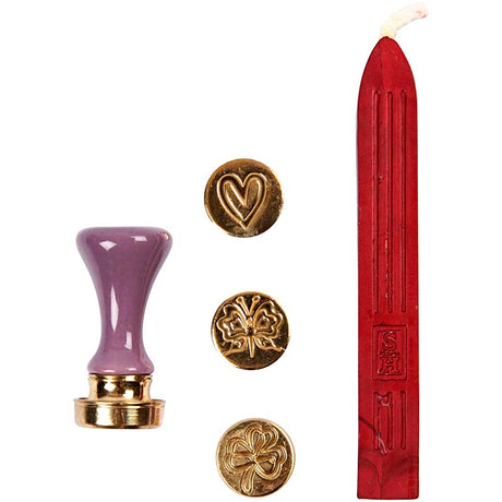Jeu de sceaux Creativ Company, coeur, trèfle, papillon, d 18 mm, 1 jeu