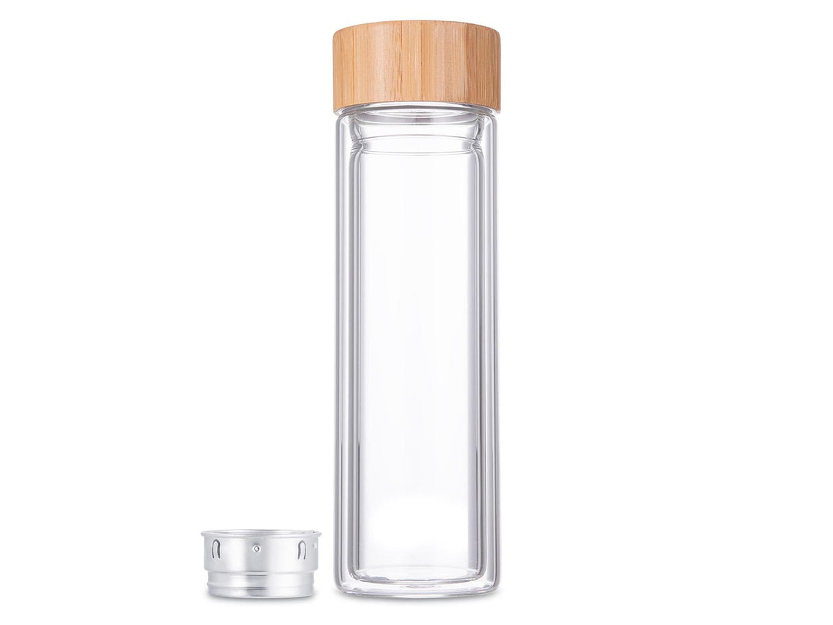 Bouteille en verre à double paroi Svenska Living avec passoire en acier inoxydable