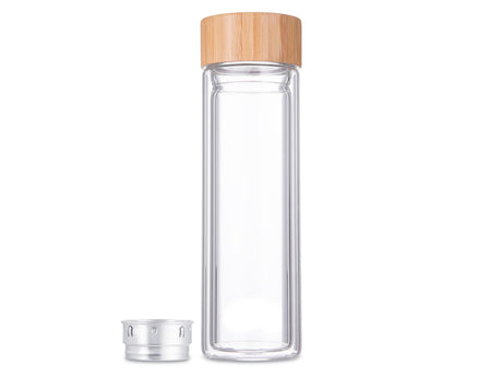 Bouteille en verre à double paroi Svenska Living avec passoire en acier inoxydable