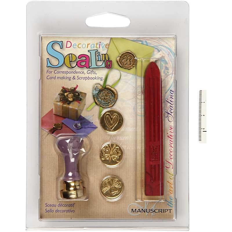 Jeu de sceaux Creativ Company, coeur, trèfle, papillon, d 18 mm, 1 jeu