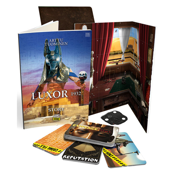 Scène de crime tactique Louxor 1932 – jeu de société – jeu de crime – mystère archéologique en Egypte – enquête approfondie et déduction – série de scènes de crime – studio Game Storm – 1 ou plusieurs joueurs – à partir de 18 ans