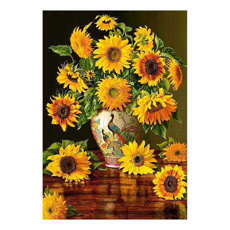 Tournesols Castorland dans un vase paon – puzzle – 1 000 pièces – finition satinée – ajustement parfait – qualité européenne