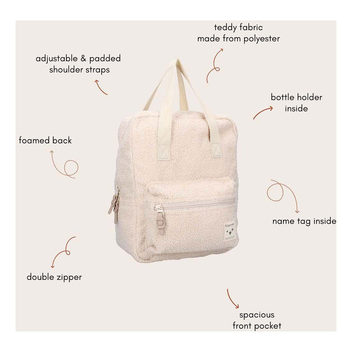 Kidzroom sac à dos berlin doux murmures beige