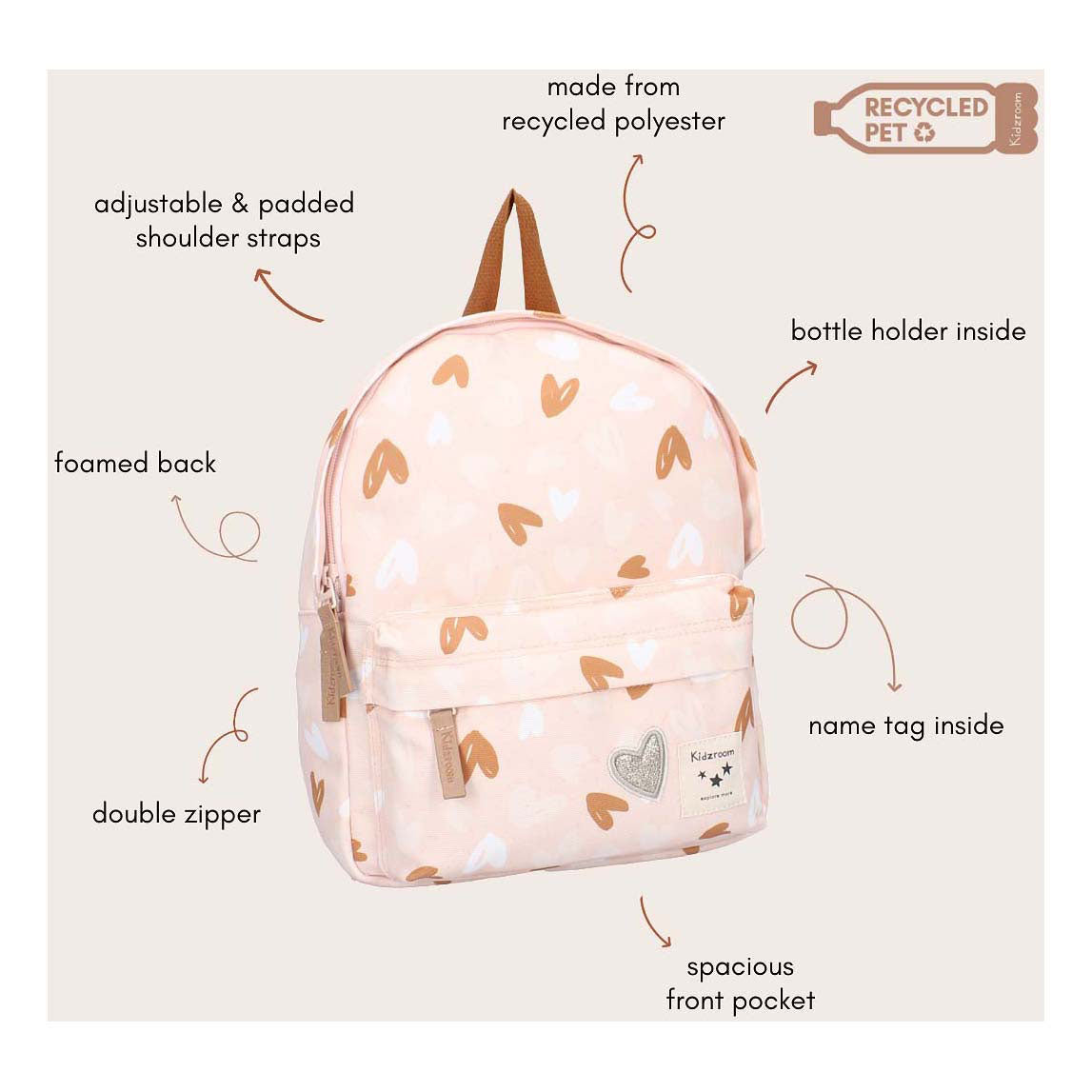 Kidzroom sac à dos paris jours d'amour coeurs