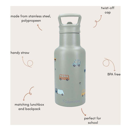 Gourde Kidzroom, véhicules à gorgées sucrées, 350ml