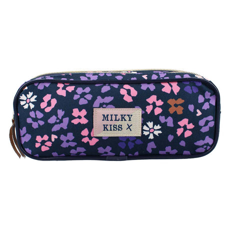 Trousse à crayons Milky Kiss fleurs sauvages - 9 x 22 x 8 cm - violet - fleurs