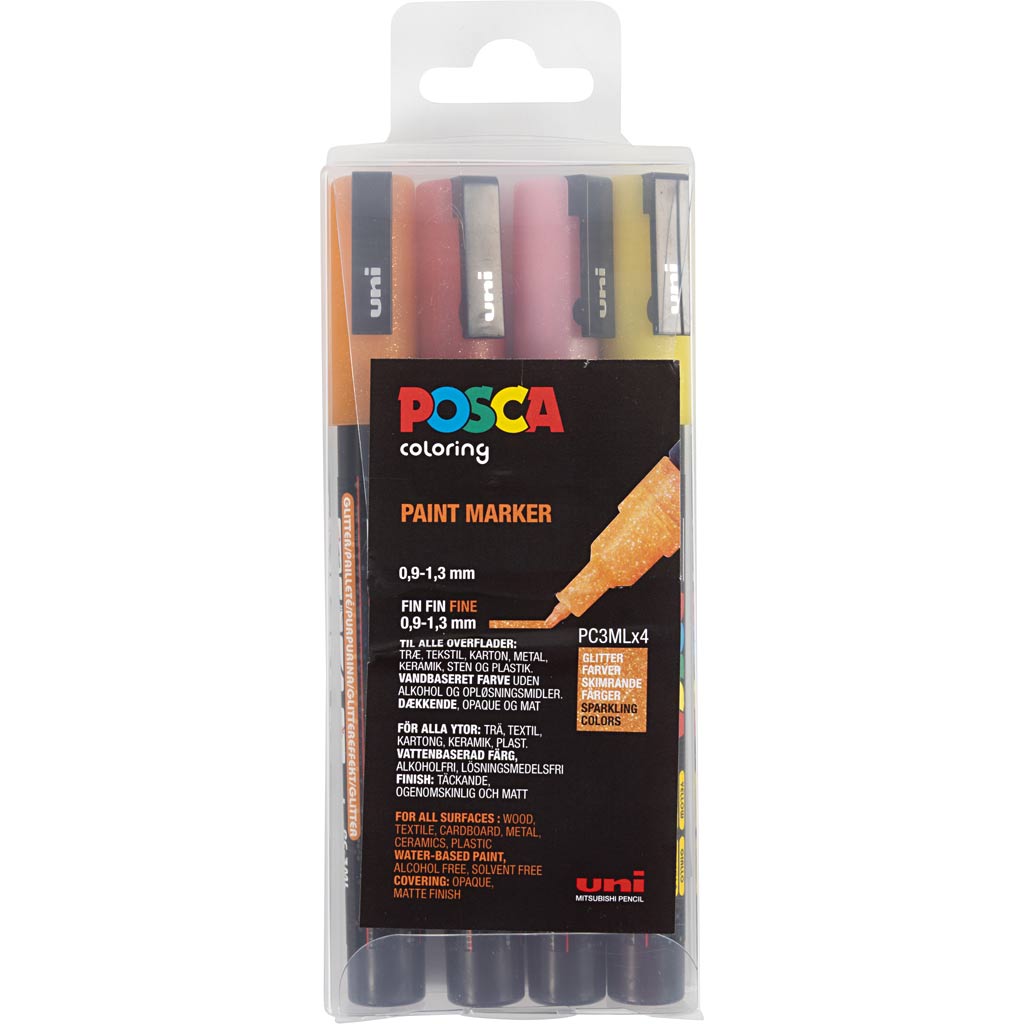 Https : www.cchobby.nl posca-marker-afm-pc-3m-line Thickness-0-9-1-3-mm-fine-glitter-colors-4-piece-1-piece