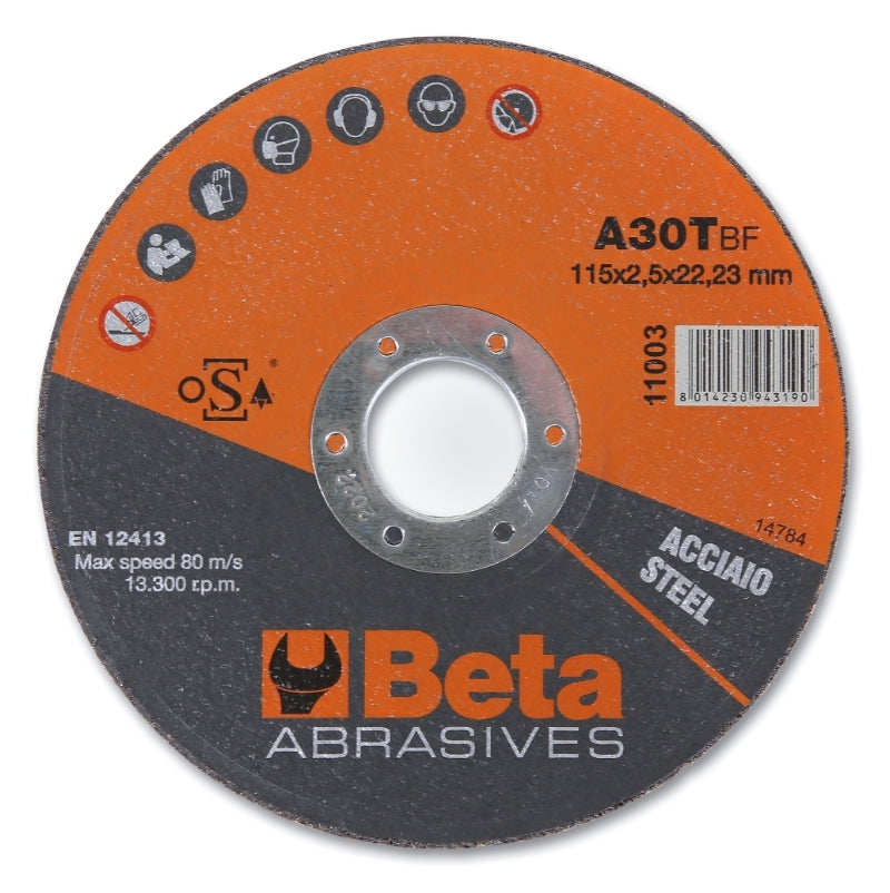 Outils de disques de coupe bêta Ø115 mm pour l'acier avec centre plat (10 pièces)