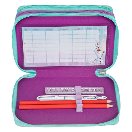 Trousse Undercover Disney La Reine des Neiges 3 compartiments remplis pour école multi couleurs.