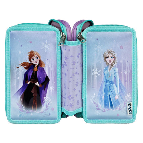 Trousse Undercover Disney La Reine des Neiges 3 compartiments remplis pour école multi couleurs.