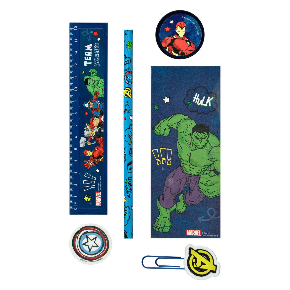 Ensemble de bureau Undercover Avengers - 6 pièces - papeterie pour enfants.