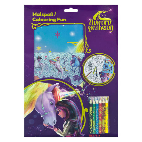 Ensemble de coloriage Undercover Unicorn Academy avec autocollants et crayons