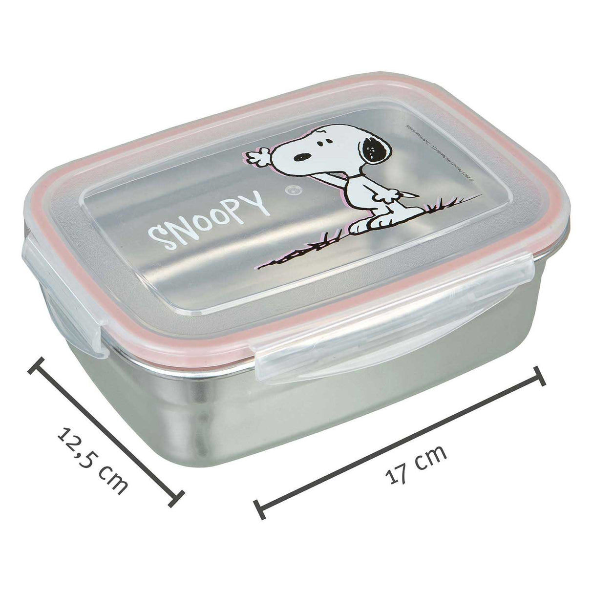 Boîte à lunch Undercover Snoopy en acier inoxydable avec couvercle en plastique.