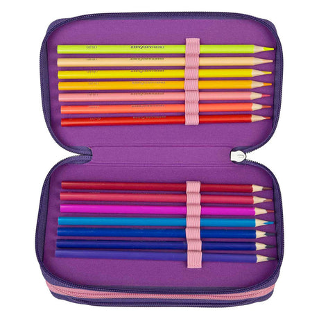 Trousse Undercover Unicorn Academy violet - Set scolaire rempli de 3 compartiments.