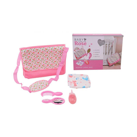 Sac de transport de couches Johntoy baby rose avec accessoires