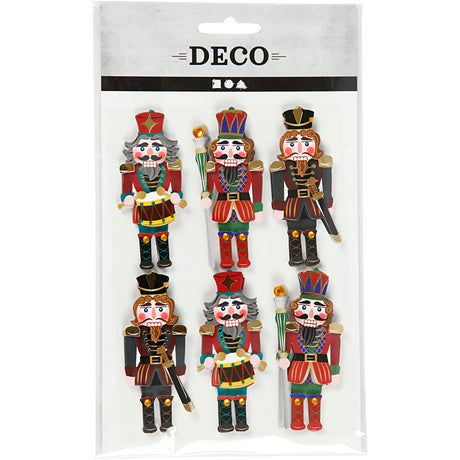 Autocollants 3D Creativ company, casse-noix, h : 75 mm, l : 30 mm, épaisseur 7 mm, 6 pièces 1 boîte