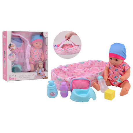 Johntoy John Toy Baby Rose poupée à boire et à faire pipi 35 cm avec accessoires, 2 assortis