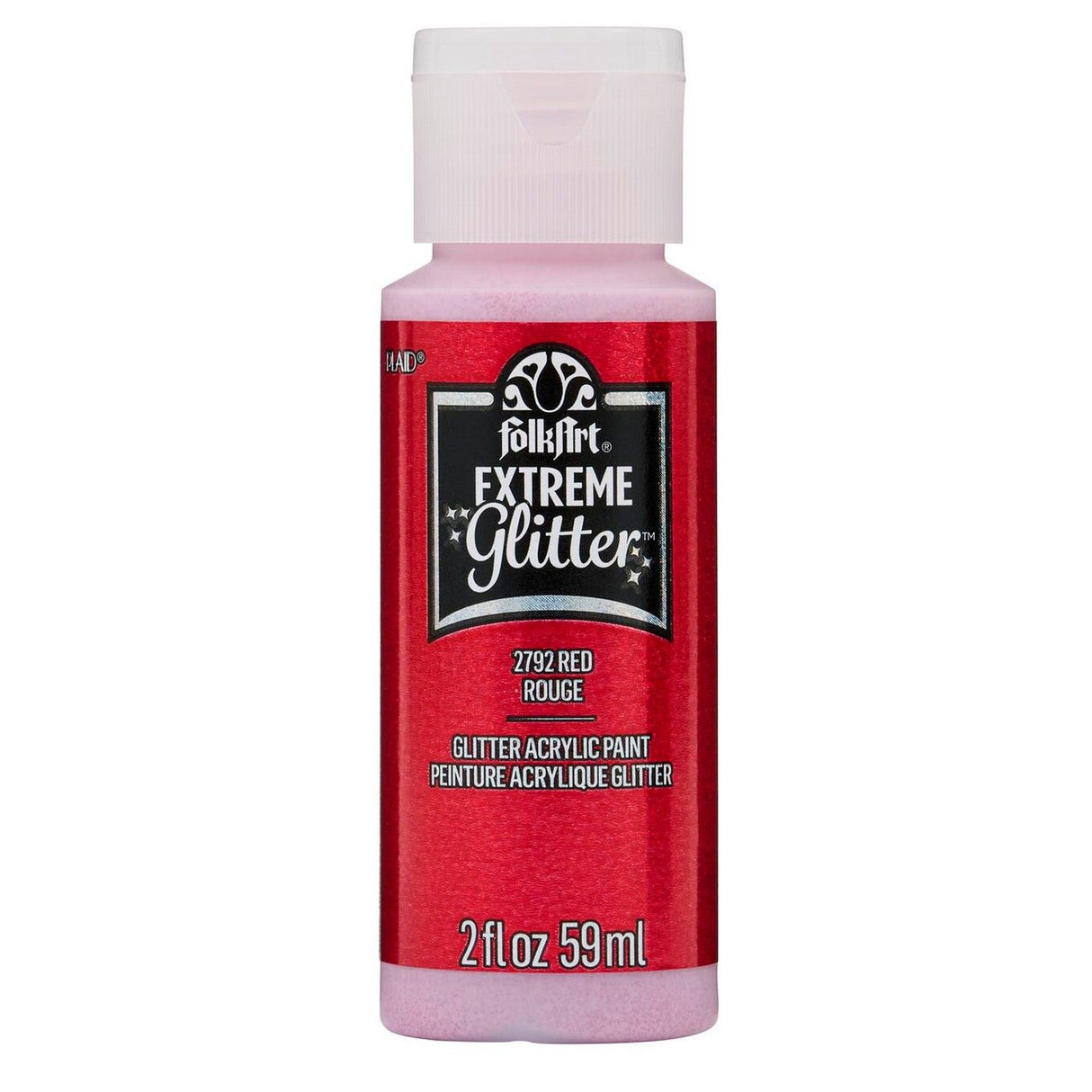 Folkart • peinture acrylique pailletée extrême rouge 59ml