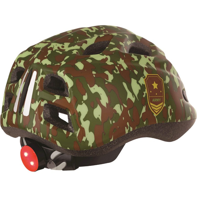 Polisport Junigoud Bicycle Helmet S 52-56 cm Army con luce a LED