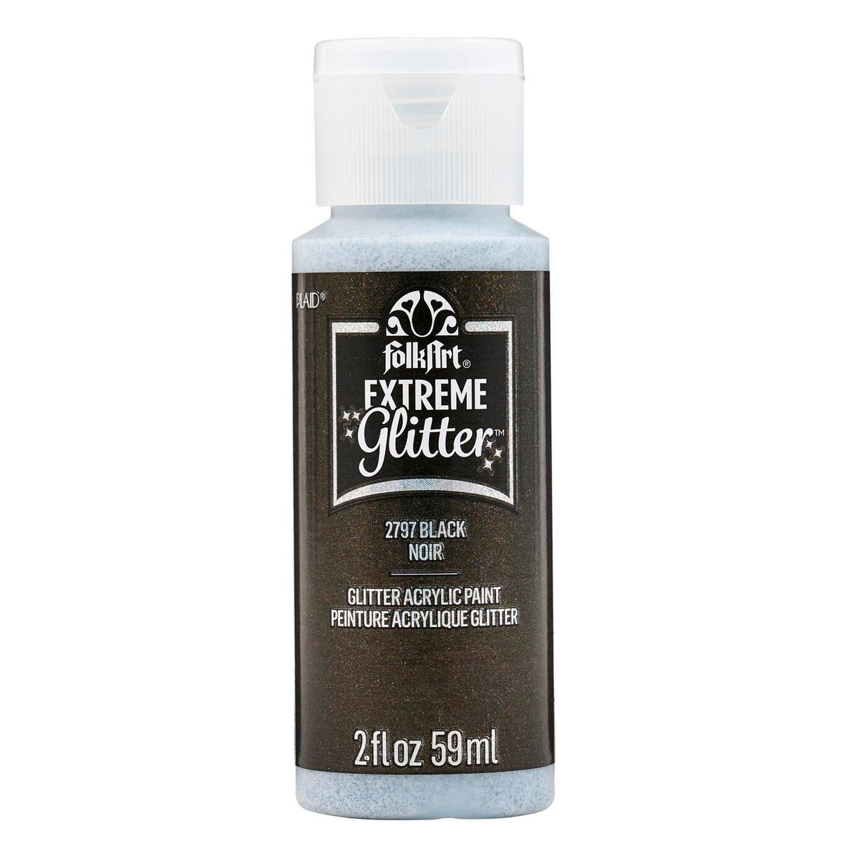 Folkart • peinture acrylique à paillettes extrêmes noir 59ml