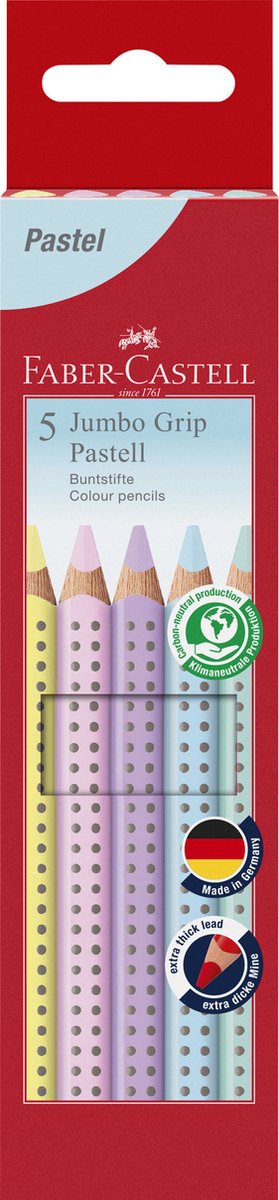Crayons de couleur faber-castell sans marque sans marque - grip jumbo - couleurs pastel - 5 pièces - fc-110991