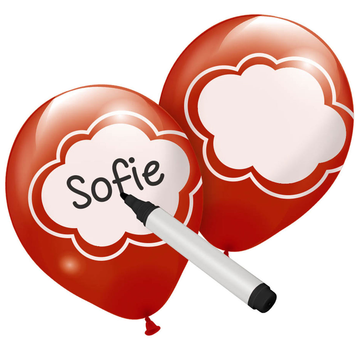 Folat bv ballons inscriptibles colorés, 6 pcs.