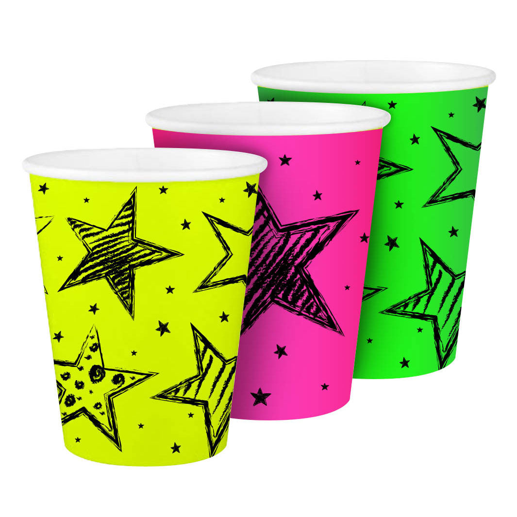 Gobelets de fête au néon Folat bv, 6 pcs.