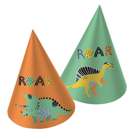 Folat bv chapeaux de fête en papier dinosaure rugit, 6 pcs.