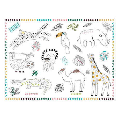 Folat bv sets de table à colorier animaux sauvages 6 pcs.