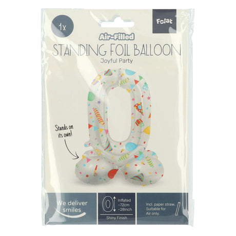Folat bv ballon en aluminium debout numéro de fête joyeuse 0 -72 cm