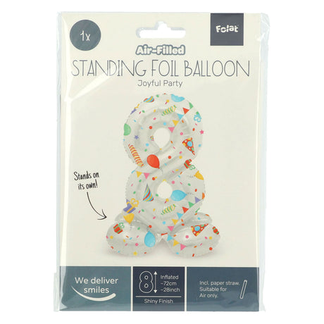 Folat bv ballon en aluminium debout joyeux numéro de fête 8 -72 cm