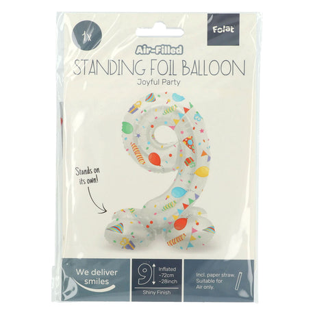 Folat bv ballon en aluminium debout fête joyeuse numéro 9 -72 cm