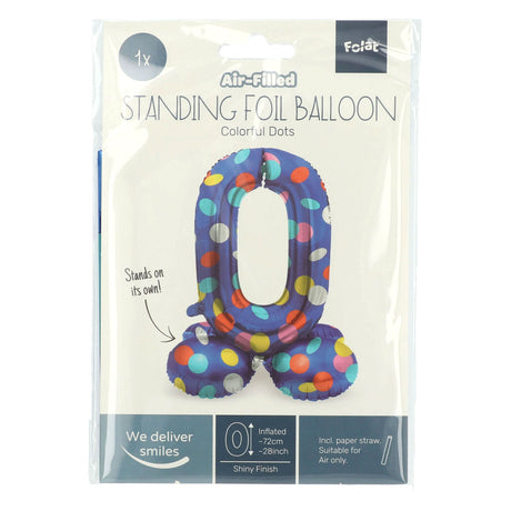 Folat bv ballon aluminium debout points colorés numéro 0 - 72cm