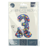 Ballon en feuille debout des points colorés numéro 3 - 72 cm